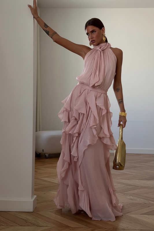 Valeria – Robe longue dos nu à volants, image 1