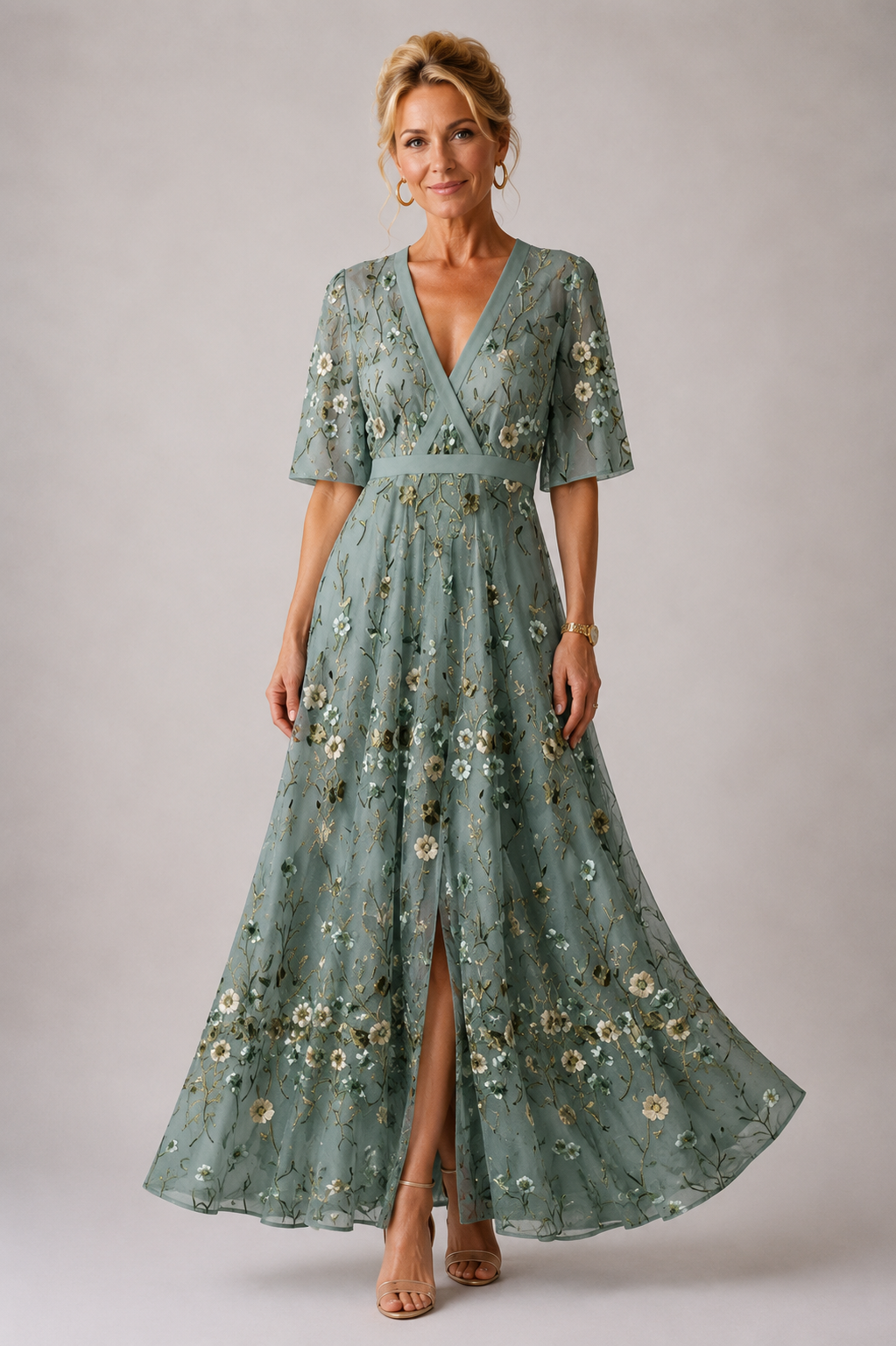 Félicie – Robe fleurie ceinturée à manches trois-quarts, image 4